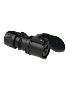 Single Phase Connector 16A 240V 2P+E Socket IP44 Black