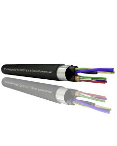 Evolution XPC OFC Powerquad is a hybrid of two separately sheathed cables. The voltage and 4-core shielded audio quad cable are sheathed together in a matte flexible PVC jacket. It is designed where it is necessary to use an audio signal along with the vo
